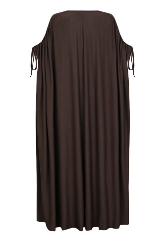 Koyu Kahve Penye Abaya - 2