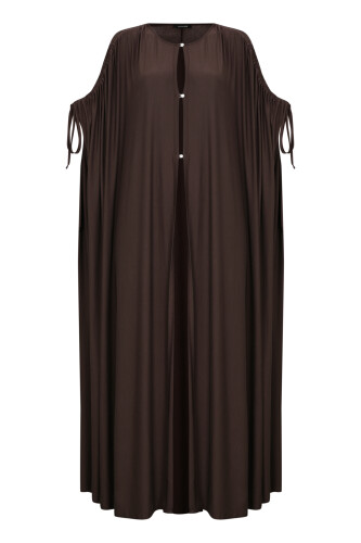 Koyu Kahve Penye Abaya 