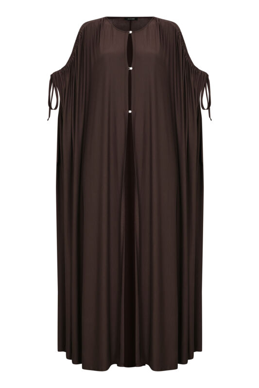 Koyu Kahve Penye Abaya - 1