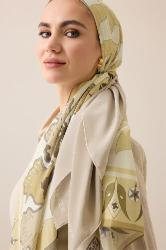 Kufi Arpa Floş Pamuk Şal 70x210 - Imannoor