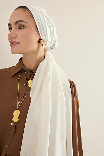 Kufi Beyaz Modal İpek Şal 70x200 - Imannoor (1)