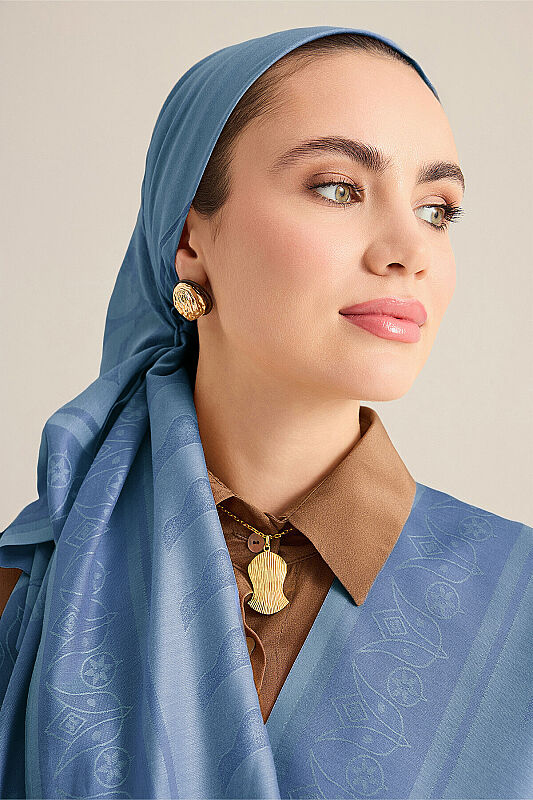 Kufi Denim Modal İpek Şal 70x200 - 1