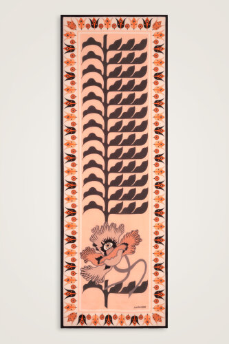 Kufi Gray-Salmon Floss Cotton Shawl 