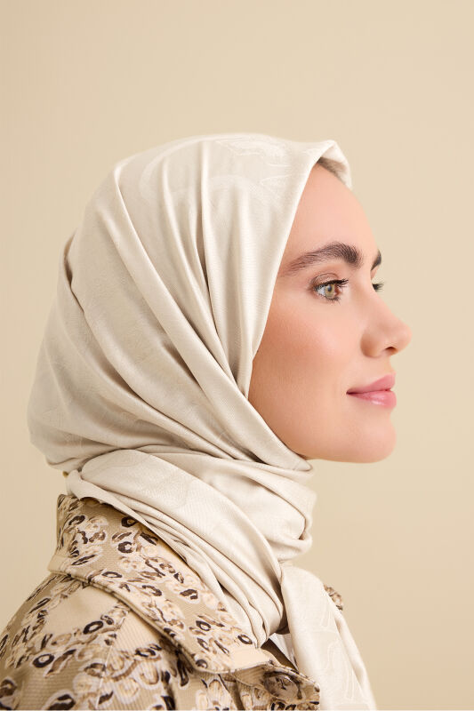 Kufi Kemik Jakar İpek Şal 70x200 - 1