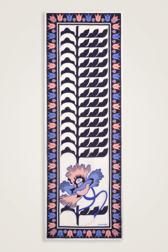 Kufi Navy Blue Floss Cotton Shawl - 1