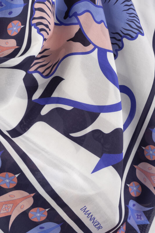 Kufi Navy Blue Floss Cotton Shawl - 2