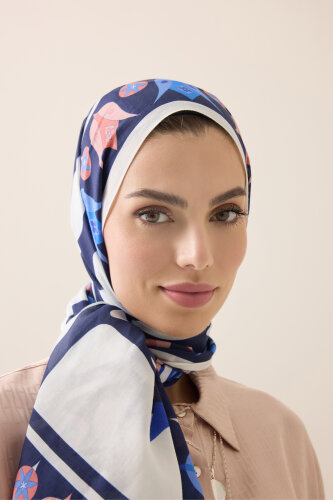 Kufi Navy Blue Floss Cotton Shawl - 3