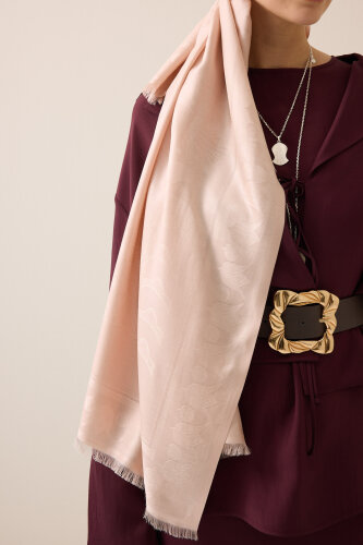 Kufi Powder Jacquard Silk Shawl - 5