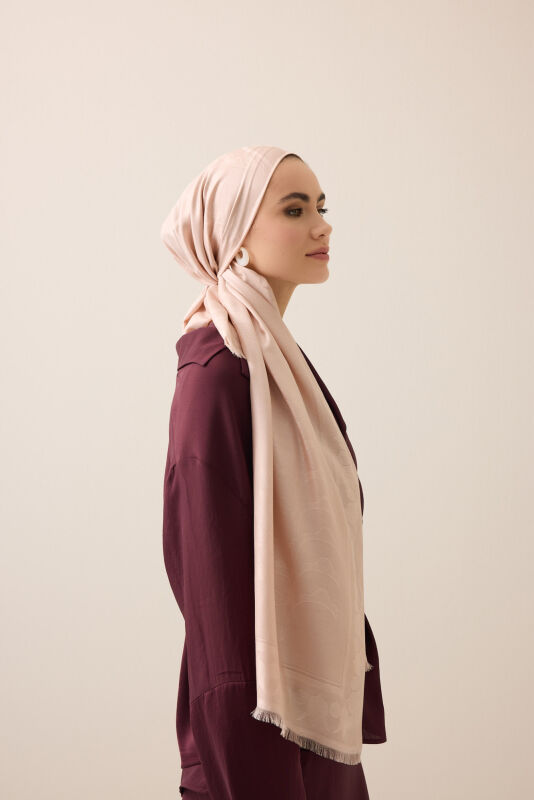 Kufi Pudra Jakar İpek Şal 70x200 - 3