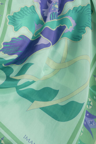 Kufi Turkuaz Floş Pamuk Şal 70x210 - Imannoor (2)