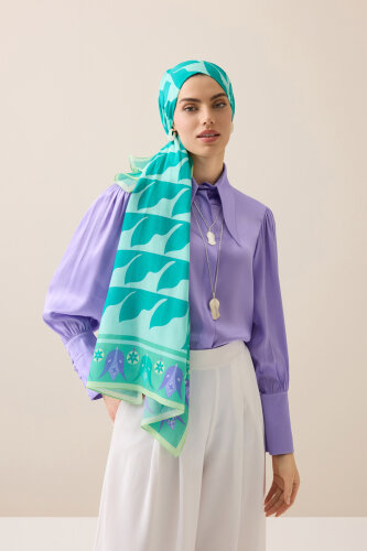 Kufi Turquoise Floss Cotton Shawl - 4