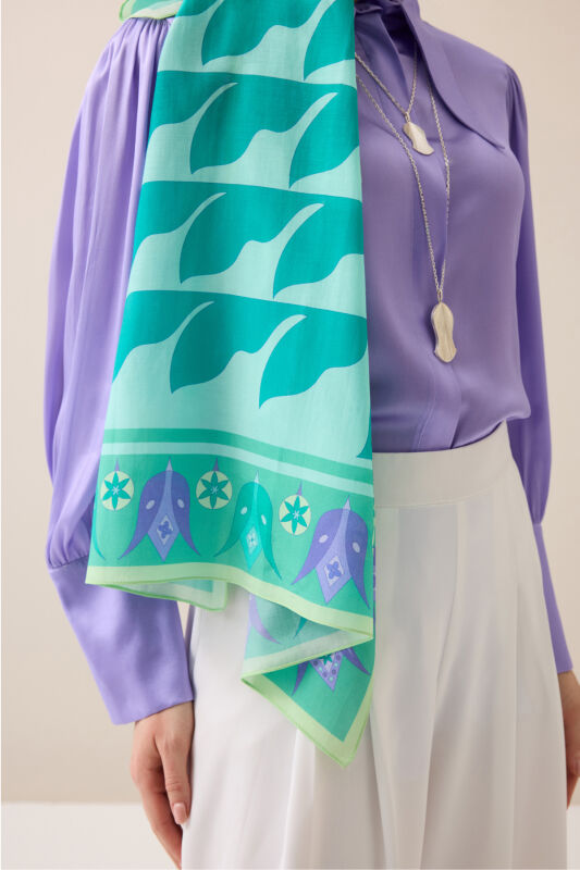 Kufi Turquoise Floss Cotton Shawl - 3