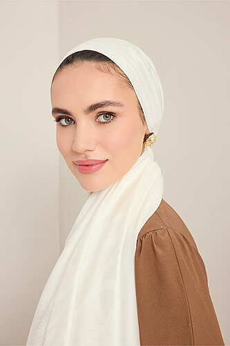 Kufi White Modal Silk Scarf - Imannoor (3)