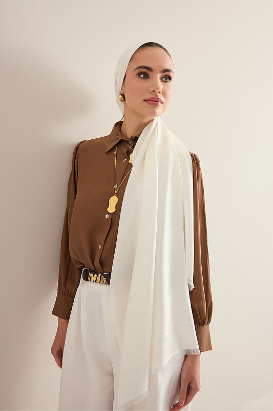 Kufi White Modal Silk Scarf - 4