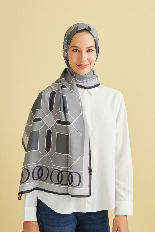 Kündekari Gri Floş Viskon Şal 70x200 - 3