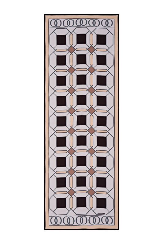 Kündekari Kahverengi Floş Viskon Şal 70x200 - 1