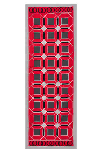 Kündekari Kırmızı Floş Viskon Şal 70x200 