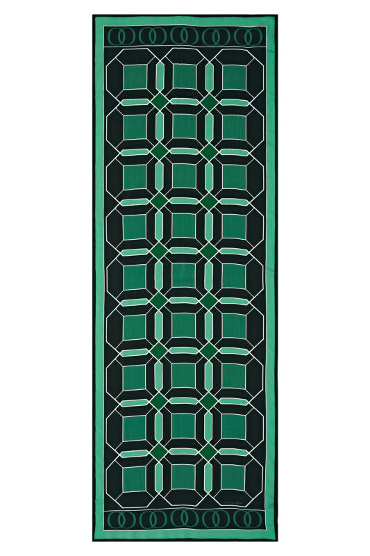 Kündekari Yeşil Floş Viskon Şal 70x200 - 1