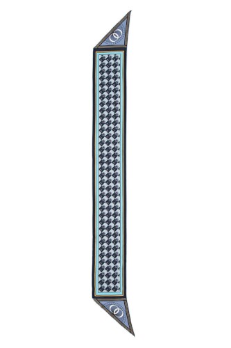 Kutu Logo Mavi İpek Fular 