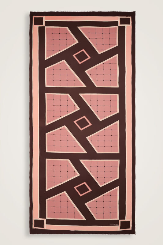 Labirent Kare Vizon Yün Şal 70x210 - 2