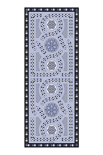Labirent Mavi Krep İpek Şal 80x210 - 1