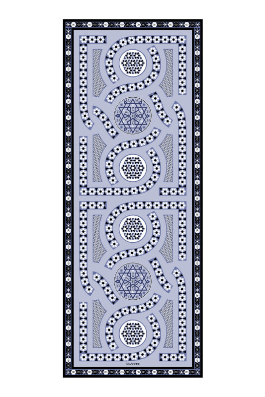 Labirent Mavi Krep İpek Şal 80x210 - 1