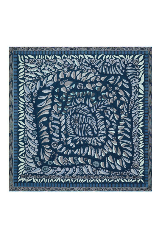 Labyrinth Ivy Twill Silk Scarf Blue-Navy - 2