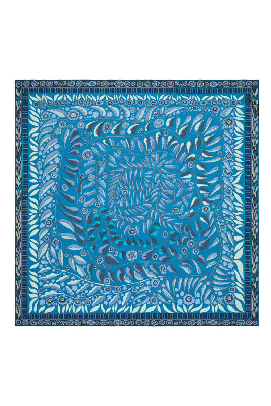 Labyrinth Ivy Twill Silk Scarf Blue-Navy - 4