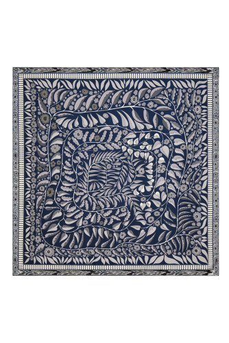 Labyrinth Ivy Twill Silk Scarf Brown-Blue - 2