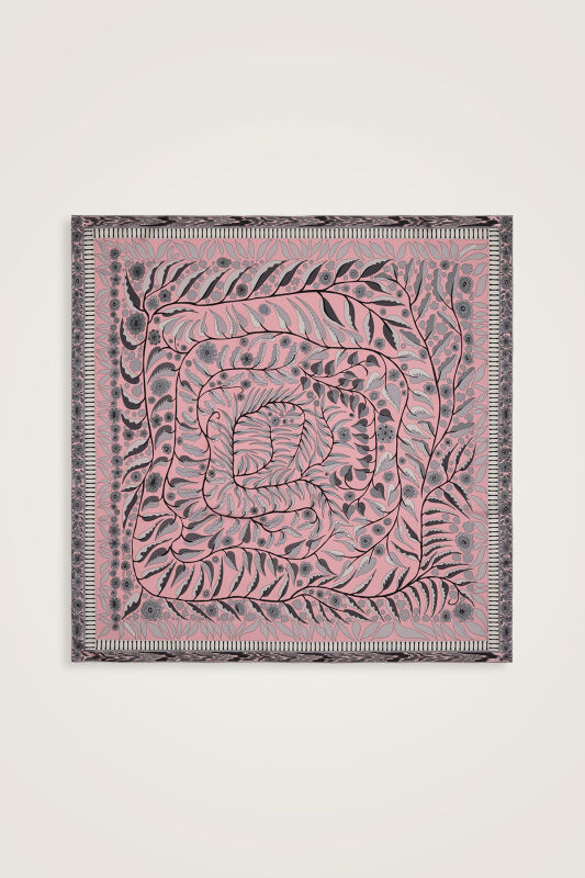 Labyrinth Ivy Twill Silk Scarf Powder-Pink - 3