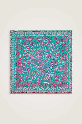 Labyrinth Ivy Twill Silk Scarf Purple-Blue - 2