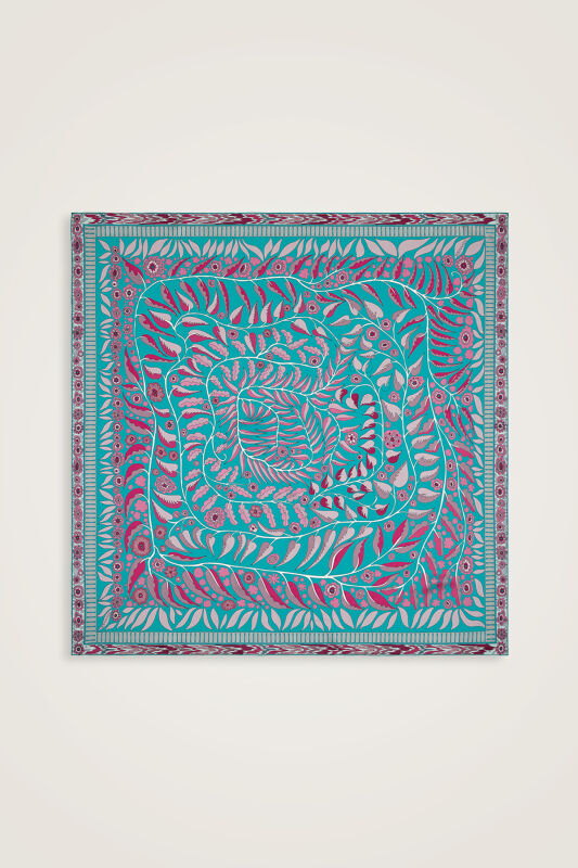 Labyrinth Ivy Twill Silk Scarf Purple-Blue - 2