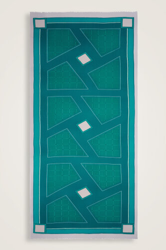 Labyrinth Square Wool Shawl Green 