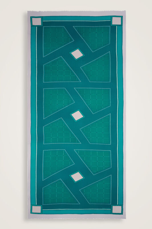 Labyrinth Square Wool Shawl Green - 1