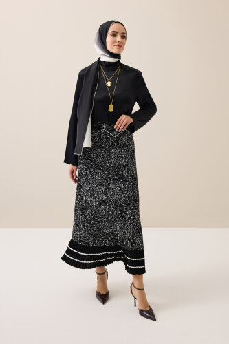 Lace Black Knit Skirt - 5