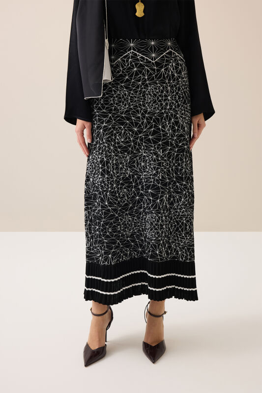 Lace Black Knit Skirt - 3