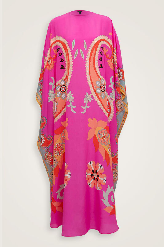 Lahor Fuşya İpek Kaftan - 2