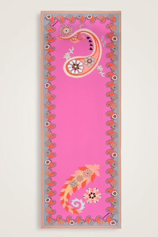 Lahor Fuşya Krep İpek Kaftan Şal 70x210 - 1