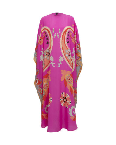 Lahore Fuchsia Silk Kaftan - 2