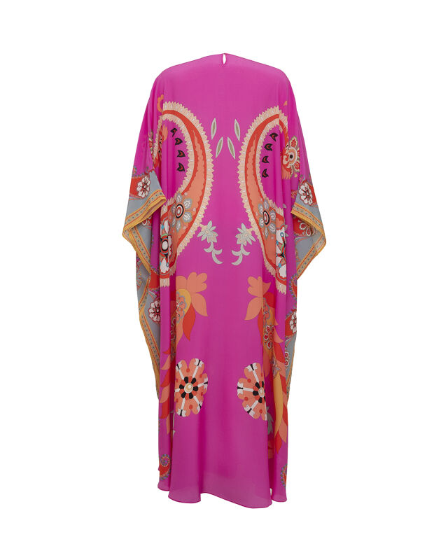 Lahore Fuchsia Silk Kaftan - 4