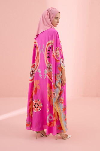 Lahore Fuchsia Silk Kaftan - 6