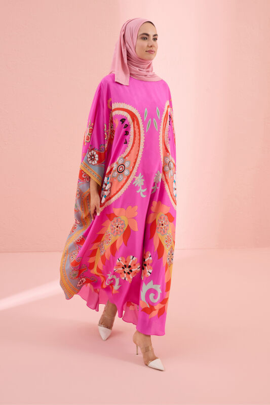 Lahore Fuchsia Silk Kaftan - 5
