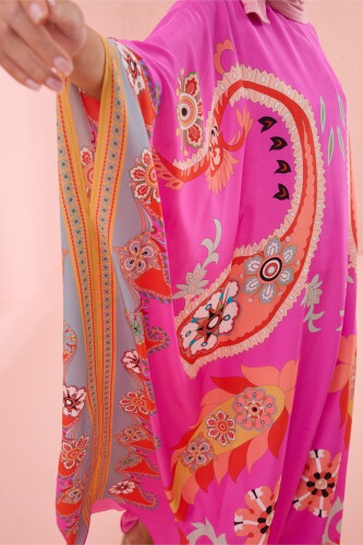 Lahore Fuchsia Silk Kaftan - 3