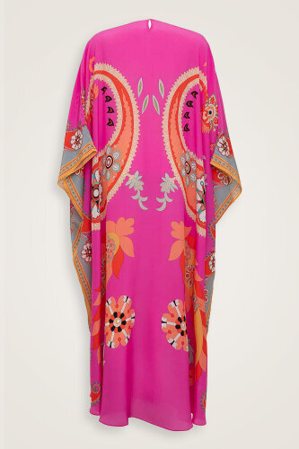 Lahore Fuchsia Silk Kaftan - 4