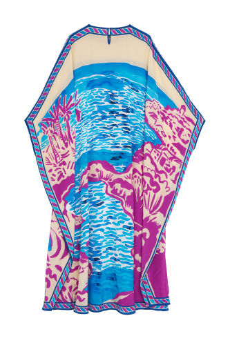 Lakeside Blue Silk Kaftan - 4