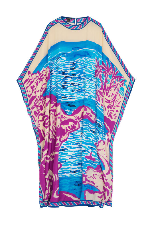 Lakeside Blue Silk Kaftan - 2