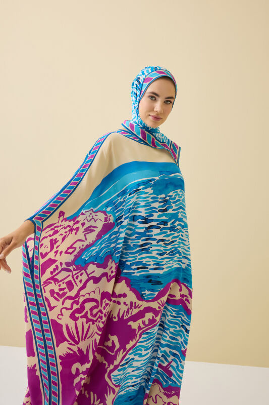 Lakeside Blue Silk Kaftan - 5