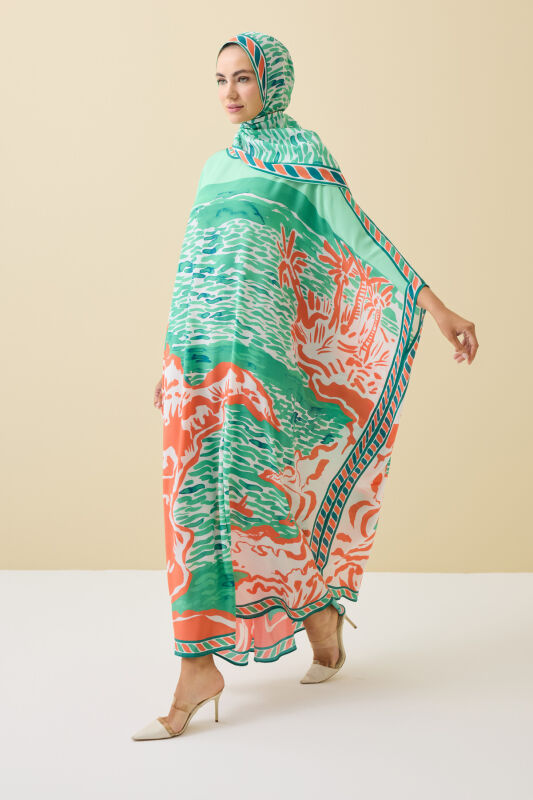 Lakeside Green Silk Kaftan - 5