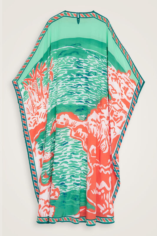 Lakeside Green Silk Kaftan - 4