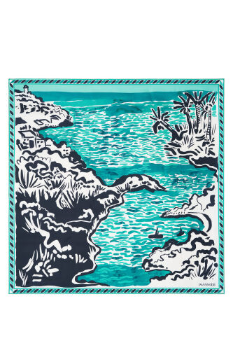 Lakeside Nile Green-Turquoise Double-Sided Twill Silk Scarf - 2